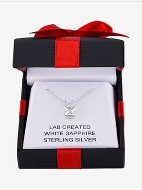 Yes Please! Womens Lab Created White Sapphire Sterling Silver Pendant Necklace